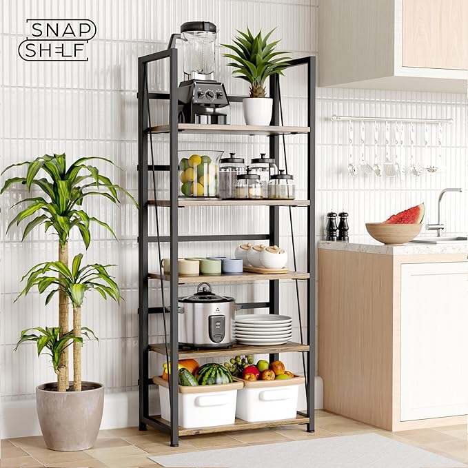 5 Tier Wood Book Shelf Organizer, No Assembly Bookshelf - Image 8