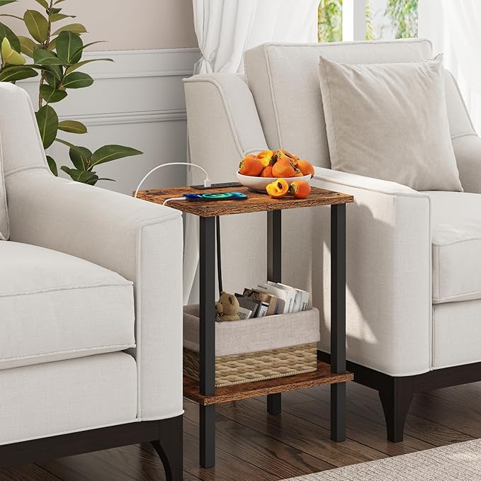 TUTOTAK End Table with Charging Station, Side Table with USB Ports and Outlets - Image 4