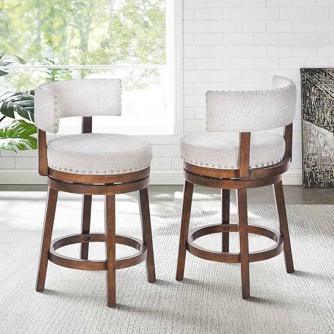 COLAMY Swivel Bar Stool Set of 2, Modern Swivel Barstool - Image 3