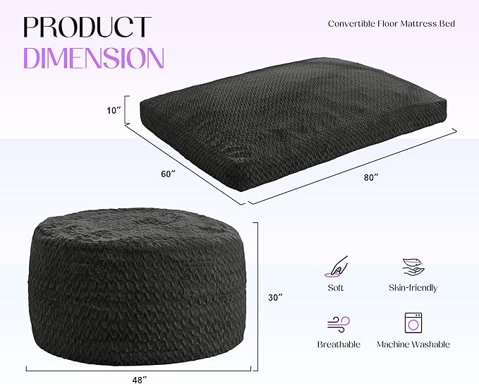 Hobestluk Bean Bag Chair Convertible Beanbag Chairs - Image 2