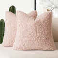 Foindtower 2 Pieces 24x24 Inch Light Pink, Faux Fur Throw Pillow Cover Accent by Foindtower