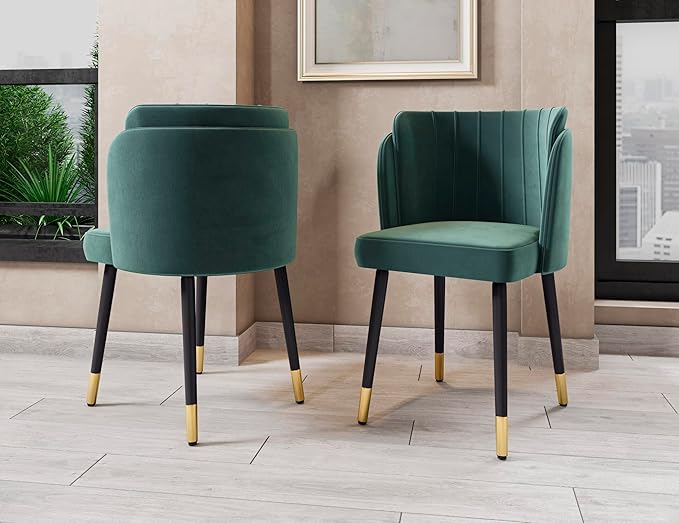 Manhattan Comfort Zephyr Modern Velvet Dining Chair, Solid Wood Frame - Image 2