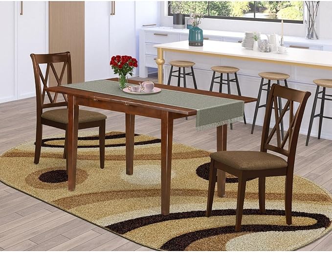 East West Furniture PSCL3-MAH-C 3 Piece Modern Dining Table Set Contains a - Image 6