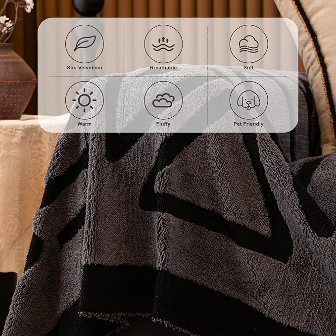 HANDONTIME Dark Grey Short Plush Couch Cover - Image 2