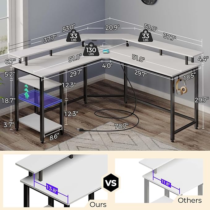 Rolanstar L Shaped Gaming Desk - Image 3