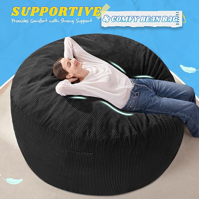 HABUTWAY 5FT Bean Bag Chair, Giant Bean Bag Chairs - Image 5