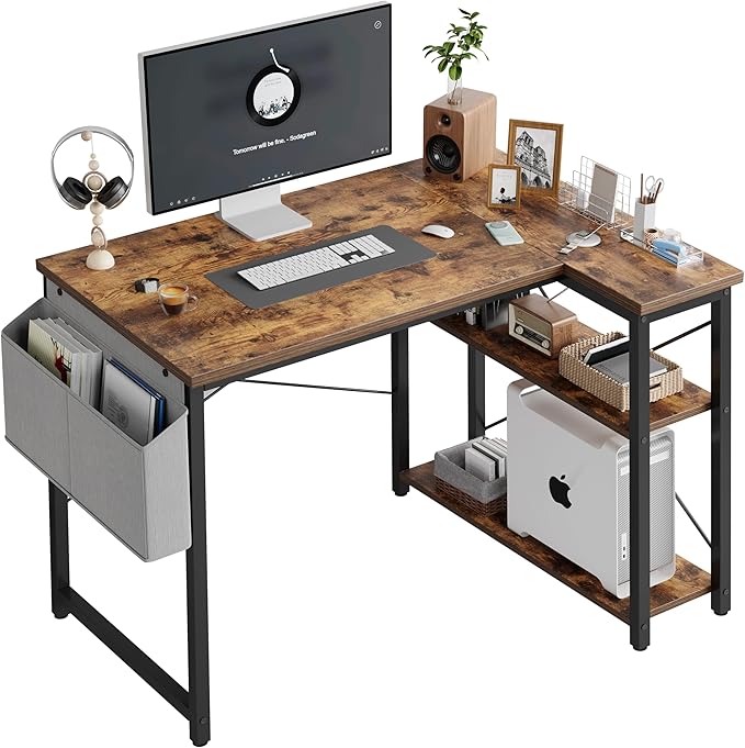 L Shaped Computer Desk with Reversible Shelves, 40 Inch Small Corner Desk with by Unknown