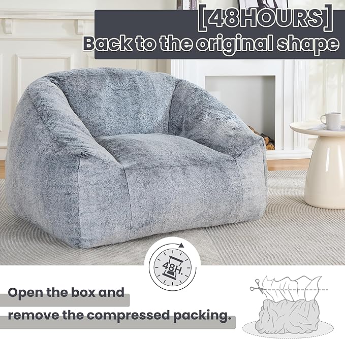 Bean Bag Chairs for Adults, Giant Beanbag Sofa Comfy Reading Chair, Oversized - Image 8
