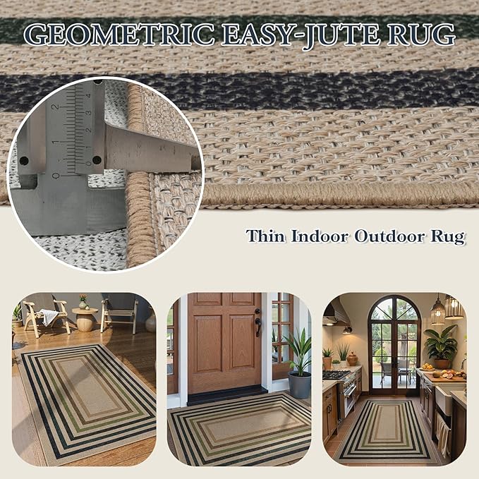 Lahome Modern Geometric Easy Jute Entryway Rug, 3x5 Washable Farmhouse Kitchen - Image 4