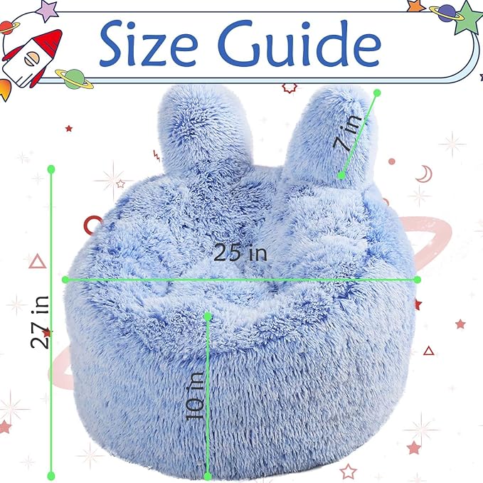 Bean Bag Chair for Kids with Plush Faux Fur Cover, 2.5FT Memory Foam Filled - Image 2