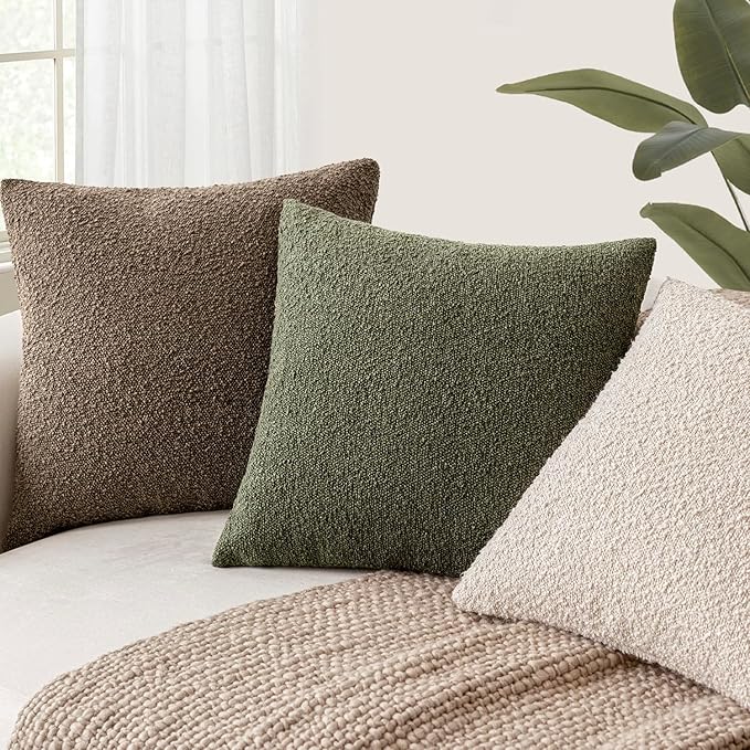 Foindtower Pack of 2 Textured Boucle Throw Pillow Covers Accent Solid - Image 5
