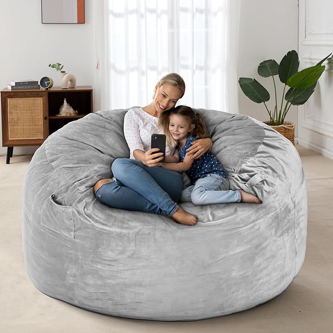 HABUTWAY Bean Bag Chair: Giant 4' Memory Foam Furniture Bean Bag Chairs - Image 4