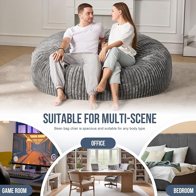 Hobestluk 6ft Bean Bag Chairs for Adults Large Beanbag Chair - Image 6