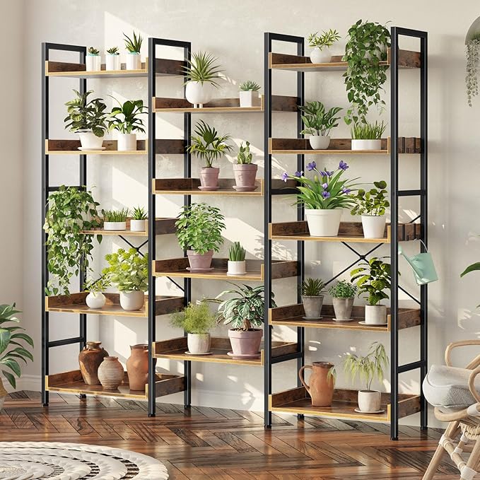 Rolanstar Bookshelf 5 Tiers, Triple Bookcase - Image 4