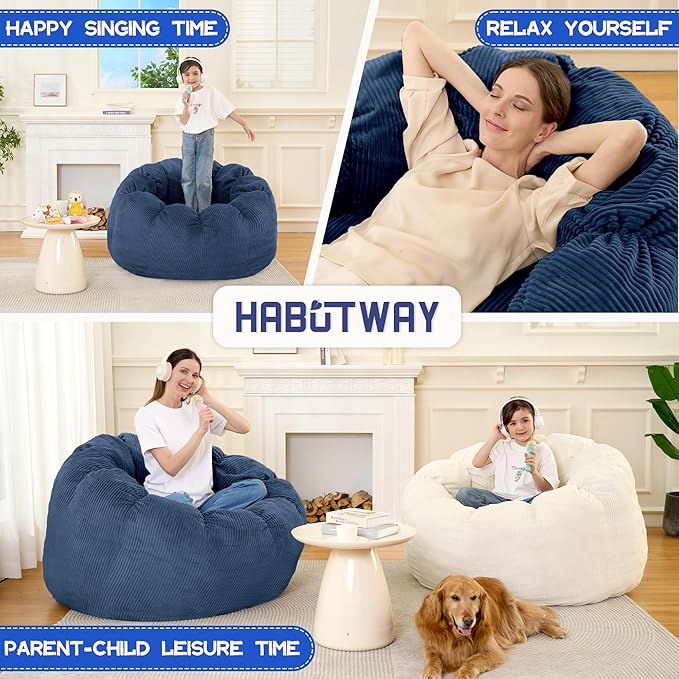 HABUTWAY Giant Bean Bag Chair for Adults/Kids/Teens, Pumpkin Bean Bag Couch - Image 6