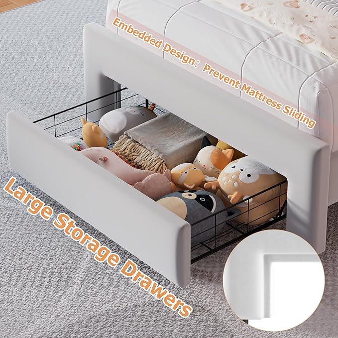 Twin Upholstered LED Bed Frame - Image 4