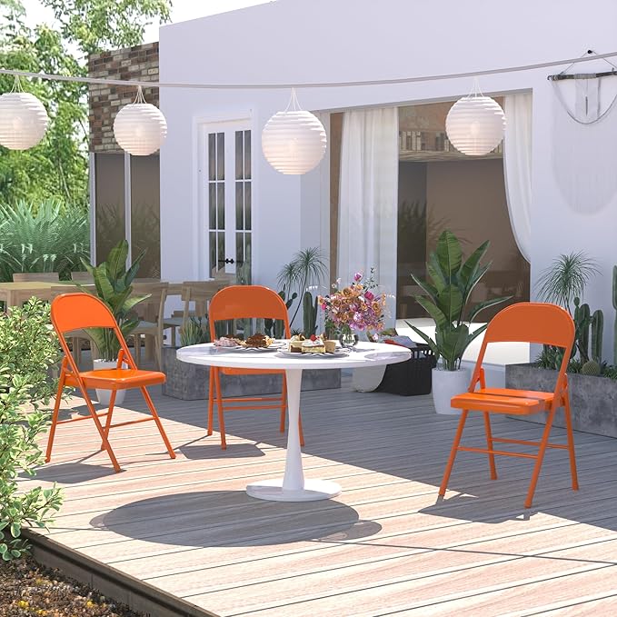VECELO Metal Frame Steel Folding Mounted Chairs - Image 8