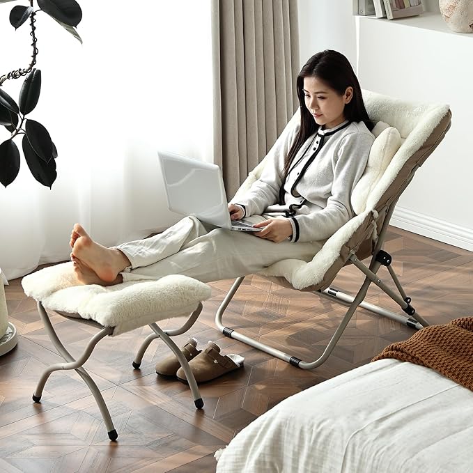 Welnow Comfy Saucer Chair with Ottoman, Oversized Folding Reading Chair - Image 9