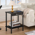 End Table with Charging Station, Small Side Table, 2-Tier Nightstand with by YUFAM