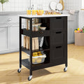 YITAHOME Small Solid Wood Top Kitchen Island Cart on Wheels by YITAHOME