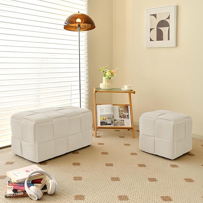 Ottoman Foot Rest Soft and Comfortable Ottoman Square Corduroy Woven Design - Image 6