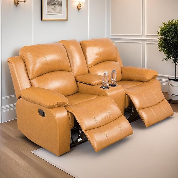 Loveseat Recliner Sofa, Reclining Loveseat Leather Couch - Image 2