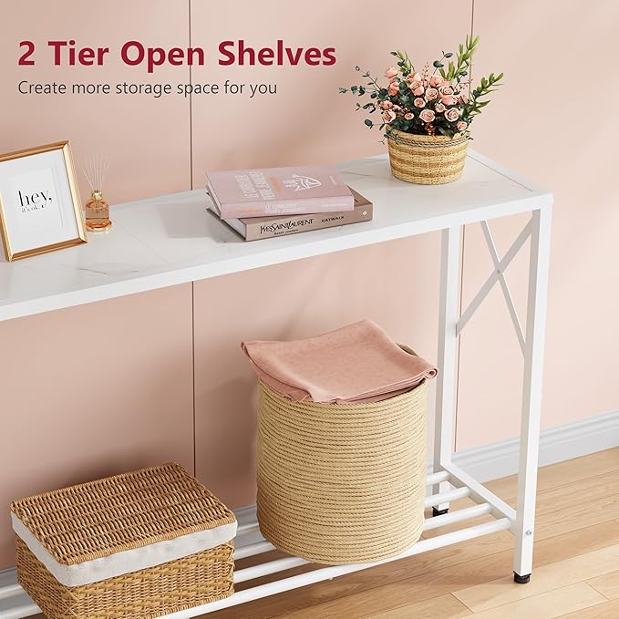 Tajsoon Console Table 41.8”, 2-Tier Entryway Table Narrow Sofa Table - Image 6