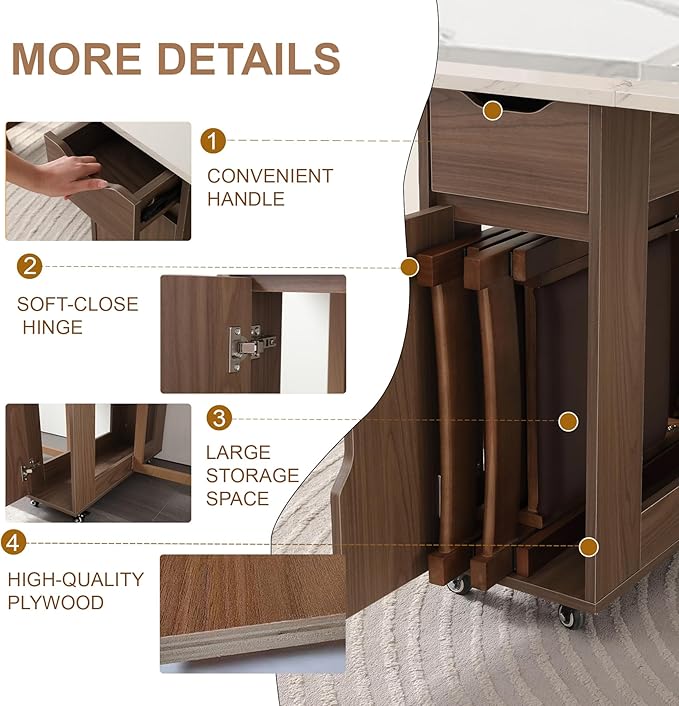 Foldable Space Saving Dining Table Extendable, Folding Dining Table - Image 3