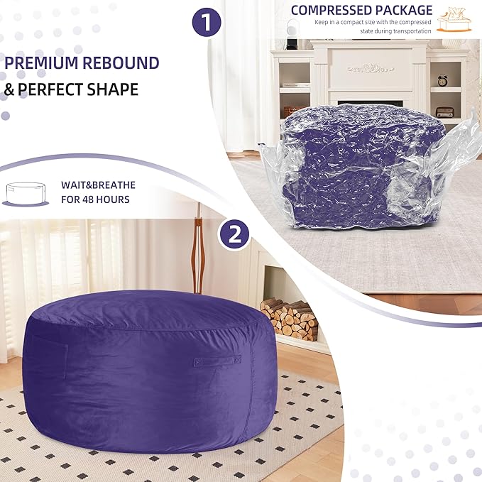 HABUTWAY Bean Bag Chair 3Ft Luxurious Velvet Ultra Soft Fur - Image 7