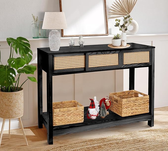 ZYBT Long Console Table, Rattan Entry Table, Console Tables - Image 5