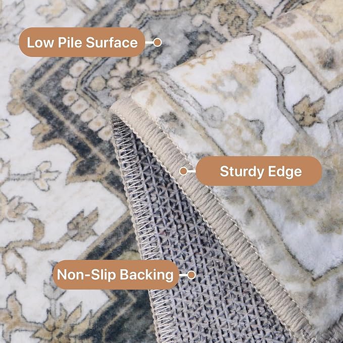 GENIMO 8x10 Area Rugs for Living Room, Machine Washable Non Slip Vintage Rugs - Image 5