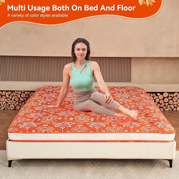 Dr.Futon Japanese Floor Futon Mattress Extra Thick Folding Roll Up Bed Topper - Image 6
