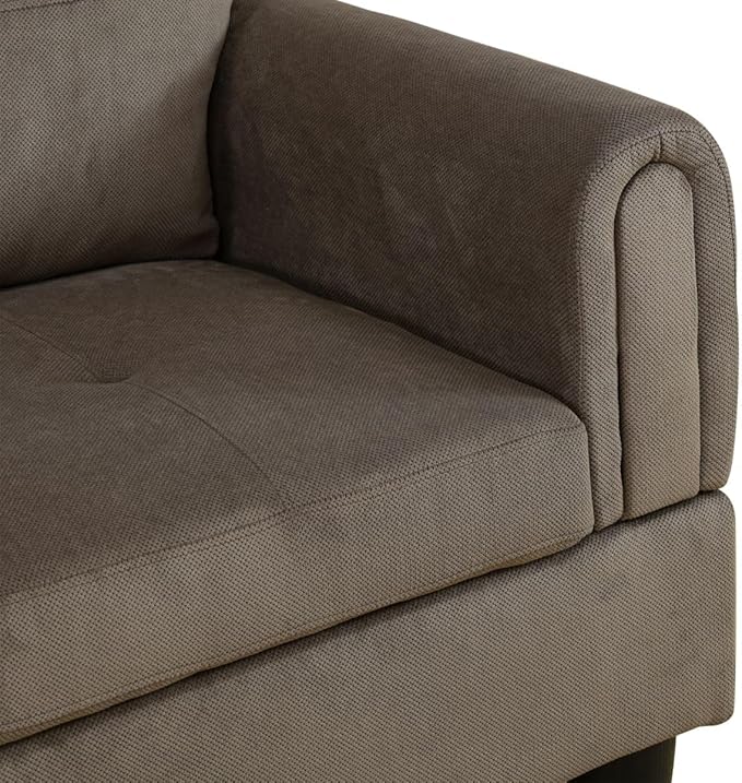 Brown L-Shaped 3-Piece Corduroy Sofa - Image 7