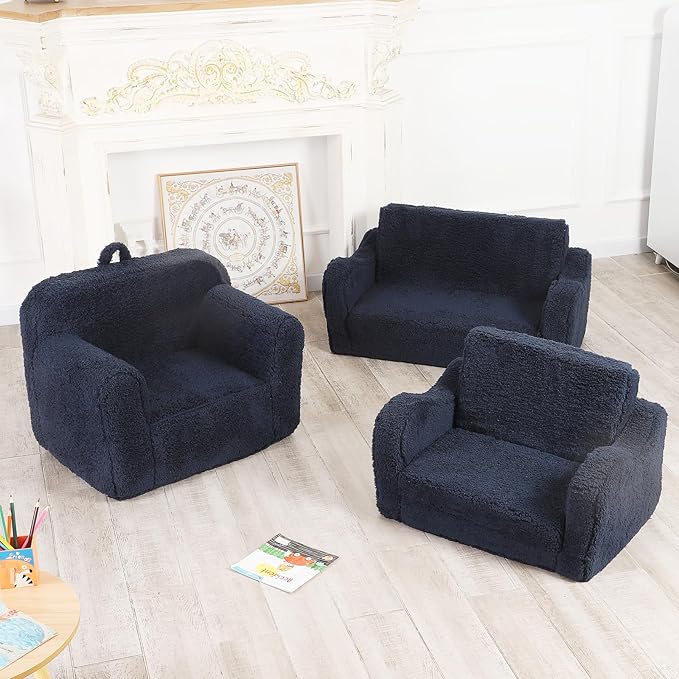 Kids Snuggly-Soft Sherpa Chair, Cuddly Toddler Foam Chair - Image 6
