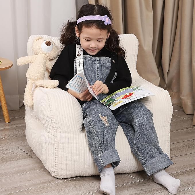 Kids Bean Bag Chair with a Plush Bear, Comfy Toddler Chair - Image 2