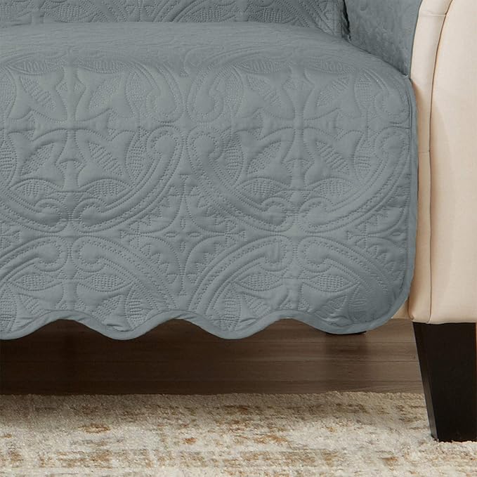 Medallion Stitched Solid Furniture Protector Stain Resistant Durable Furniture - Image 2