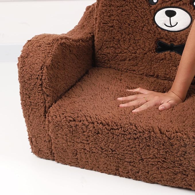 Kids Chairs for Toddler, 2-in-1 Toddler Soft Sherpa Couch Fold Out, Convertible - Image 6