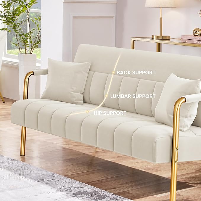 Yaheetech 56.5" W Modern Loveseat 2 Seater Sofa Luxurious Velvet Fabric Couch - Image 8