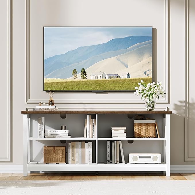 ChooChoo Farmhouse TV Stand for TVs up to 55 Inch, Modern Entertainment Center - Image 4