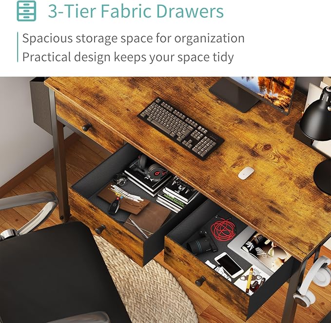 Lufeiya 40 Inch Desk with Drawers - Image 4
