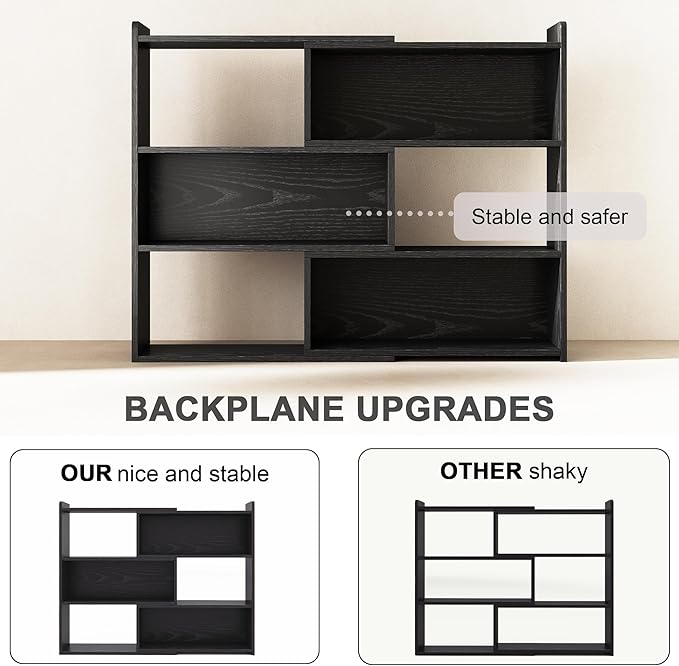 Open Shelf Low Bookcase, Wooden 4-Tier Floor Standing Expandable 25-47 inch - Image 6