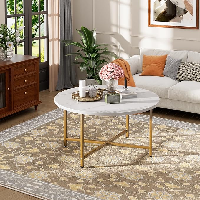 Round Coffee Table, 31.5" Circle Coffee Table, Coffee Tables Living Room - Image 4
