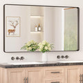 Keonjinn Black Bathroom Mirror for Vanity 55 x 30 Inch Large Metal Framed Wall by Keonjinn