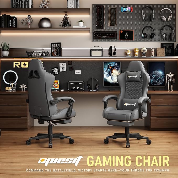 Gaming Chair Office Chair with Footrest, Height Adjustable, Ergonomic Computer - Image 2