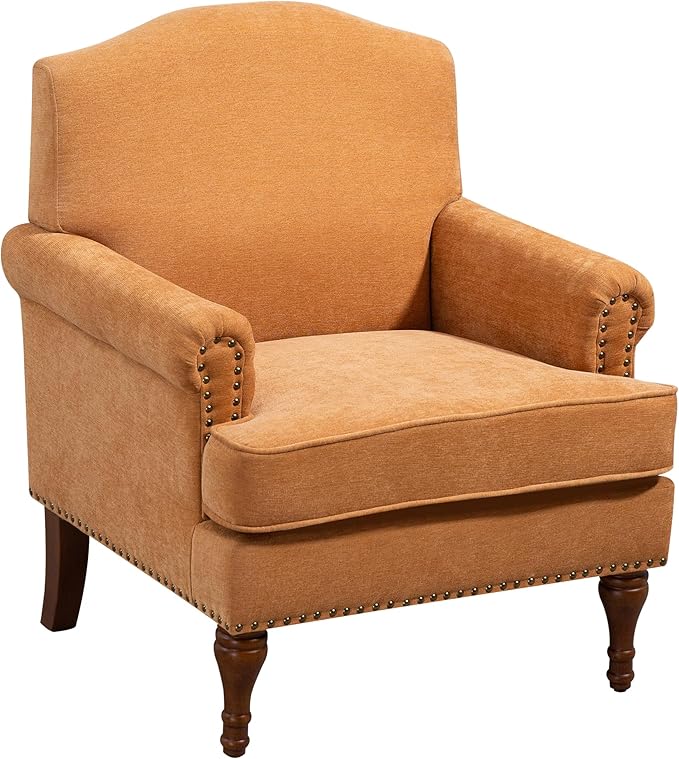 Ball & Cast Accent Chair with Nailhead Trim Armchair, Comfy Chenille Club Sofa - Image 6