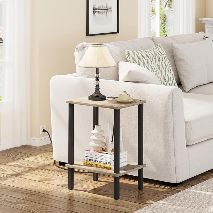 TUTOTAK End Table with Charging Station, Small Side Table with Outlets - Image 2
