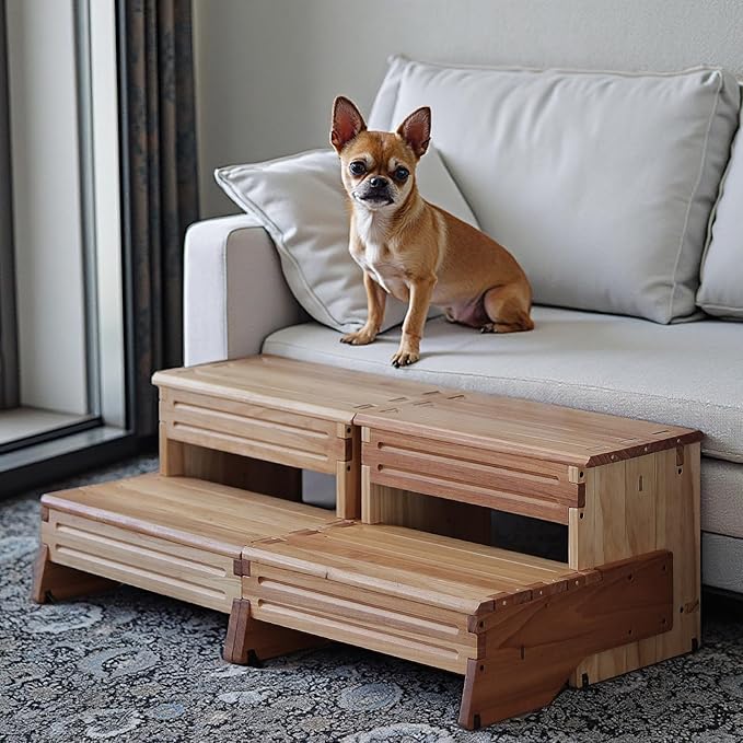 32" Wooden Two Step Stool for Adult & Kid, Deeper & Safer Bedside Steps - Image 9