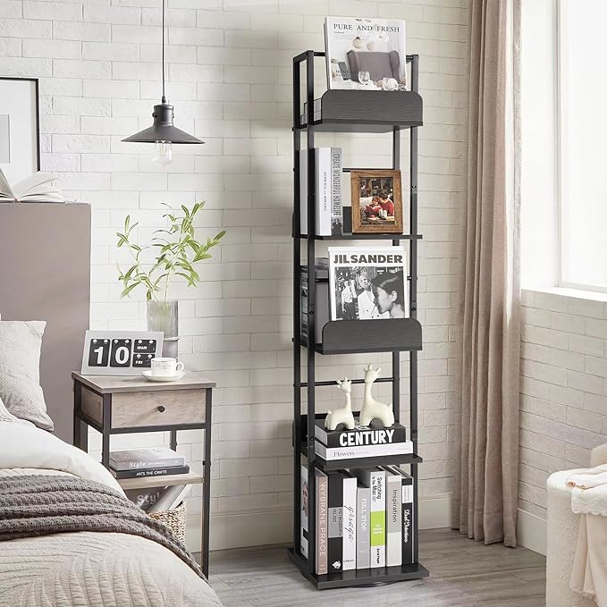 Bikoney Rotating Bookshelf, 5-Tier Bookshelves Tower - Image 9