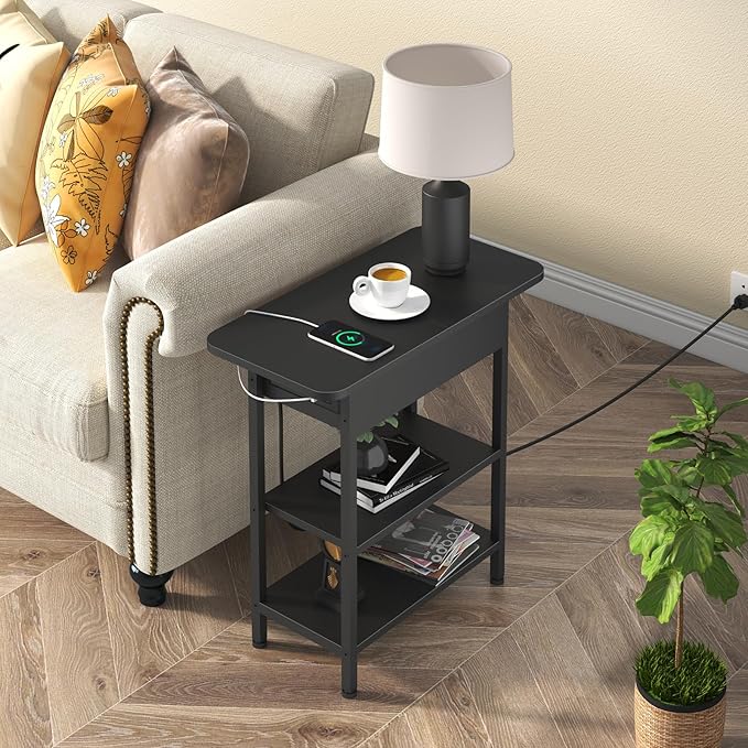 LIDYUK End Table with Charging Station, Flip Top Side Table with USB Ports and - Image 2