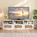 3-in-1 Modular TV Stand with Rattan Doors, DIY Media Console Boho Entertainment by Furninova